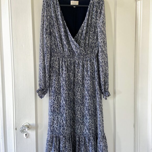 Sezane black and cream paisley print midi dress - Size 38 - Picture 6 of 13